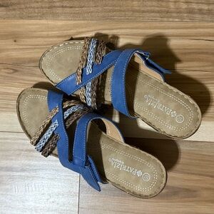 Women's Blue and Brown Sandals